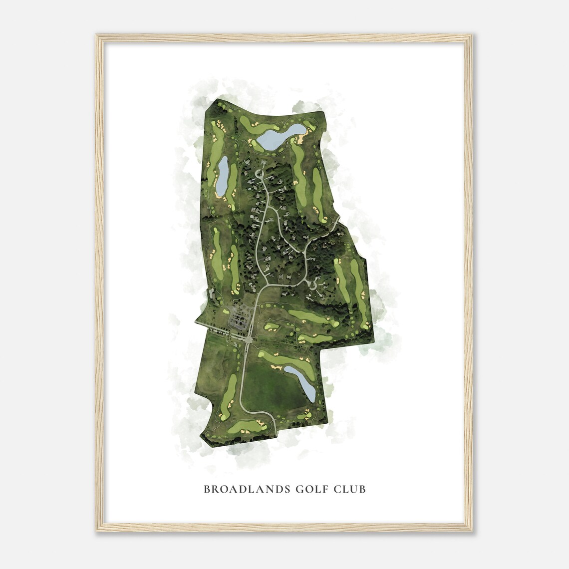 Broadlands Golf Club Wisconsin Watercolor Map Poster