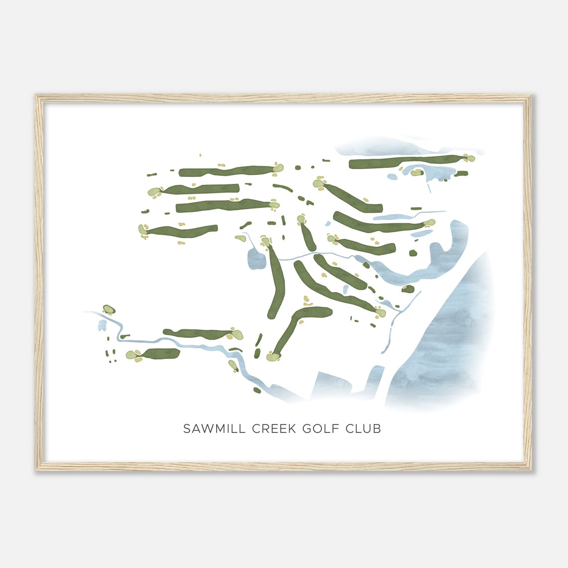 Sawmill Creek Golf Club Minimal Watercolor Course Map Golfer Poster - Image 2