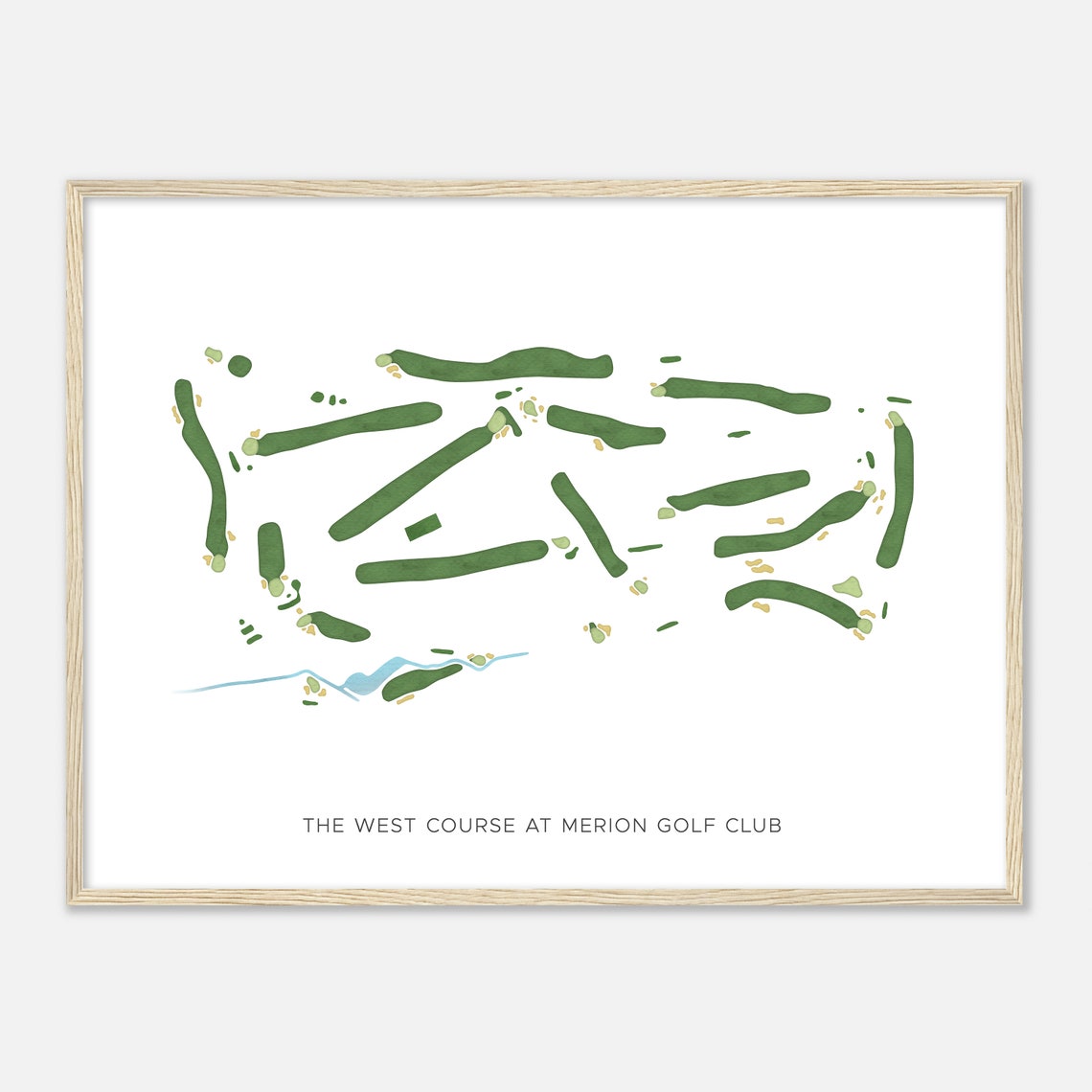 The West Course at Merion Golf Club Modern Watercolor Map Poster - Image 2