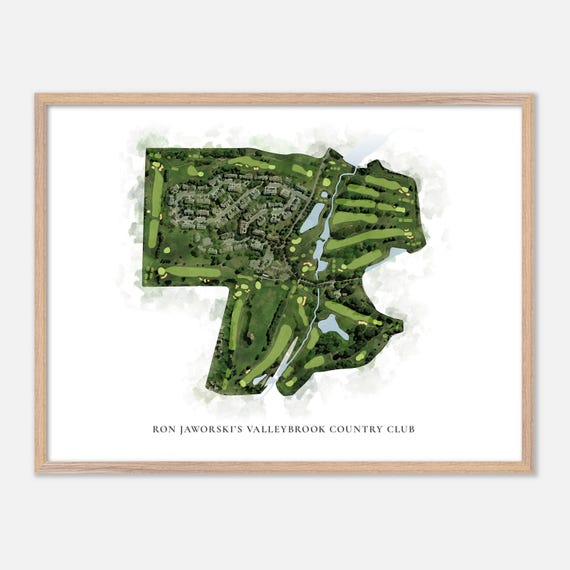 Ron Jaworskis Valleybrook Country Club In Blackwood New Jersey Classic Watercolor Map Golfer Gift Golf Wall Art Golf Poster Print