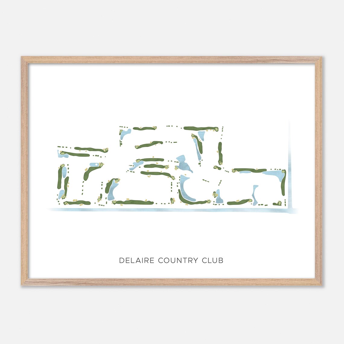 Delaire Country Club Modern Minimalist Course Map Art Poster