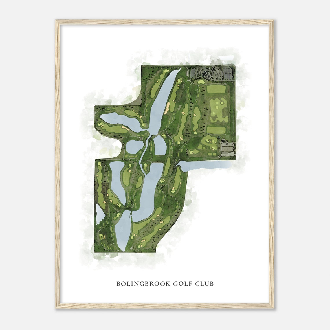 Bolingbrook Golf Club Watercolor Lakeside Course Map Wall Art - Image 2