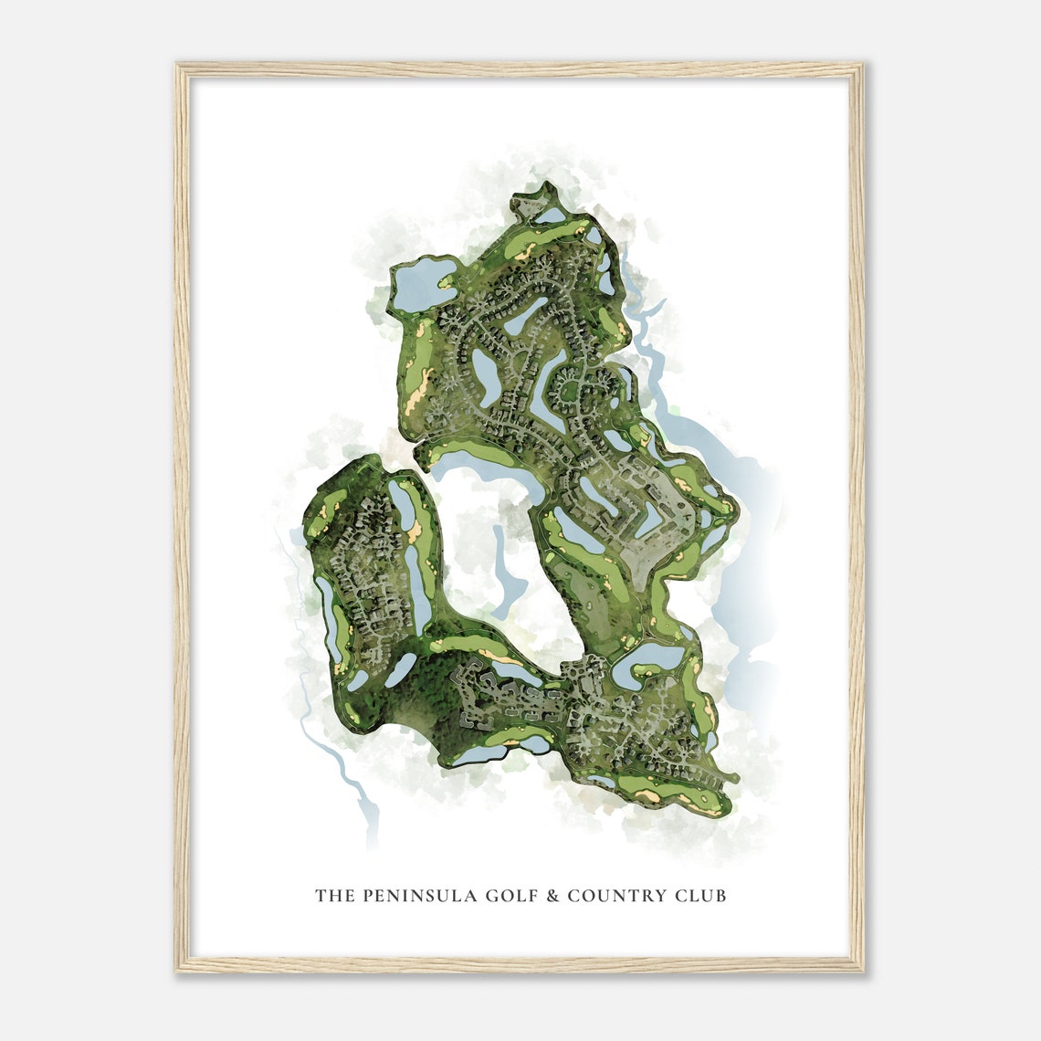 The Peninsula Golf & Country Club Classic Watercolor Course Map Poster