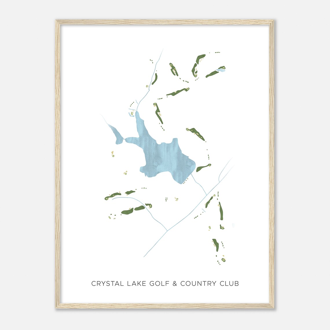 Crystal Lake Golf & Country Club Modern Watercolor Course Map Poster - Image 2