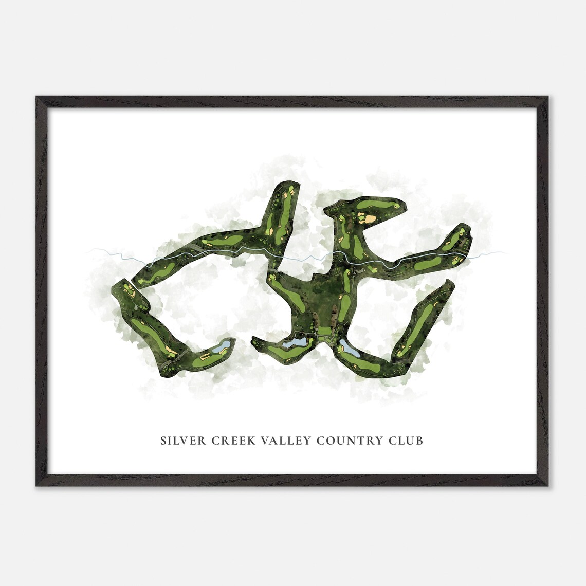 Silver Creek Valley Country Club Golf Watercolor Aerial Map Poster - Image 5