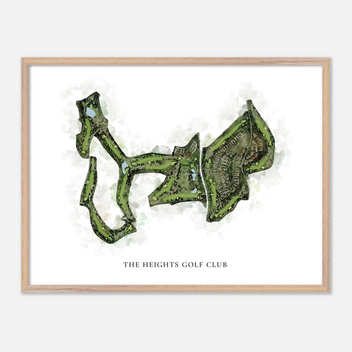 The Heights Golf Club Classic Aerial Watercolor Map Art Poster