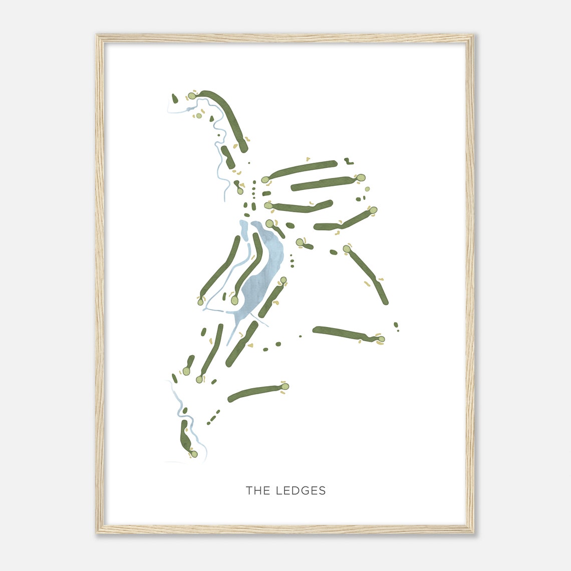 The Ledges Illinois Modern Watercolor Map Golfer Gift Golf Wall Art Golf Poster Print Course Layout