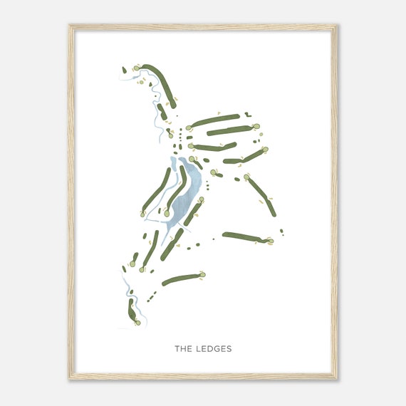 The Ledges Illinois Modern Watercolor Map Golfer Gift Golf Wall Art Golf Poster Print Course Layout