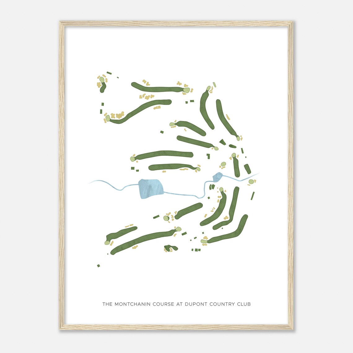 The Montchanin Course at Dupont Country Club Delaware Modern Watercolor Golf Map Poster - Image 2