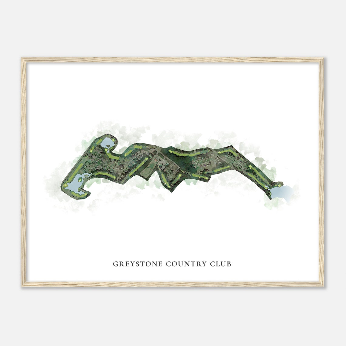 Greystone Country Club Classic Watercolor Fairway Golf Map Poster
