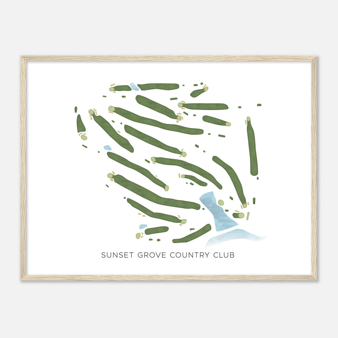 Sunset Grove Country Club Texas Modern Watercolor Course Map Poster - Image 2