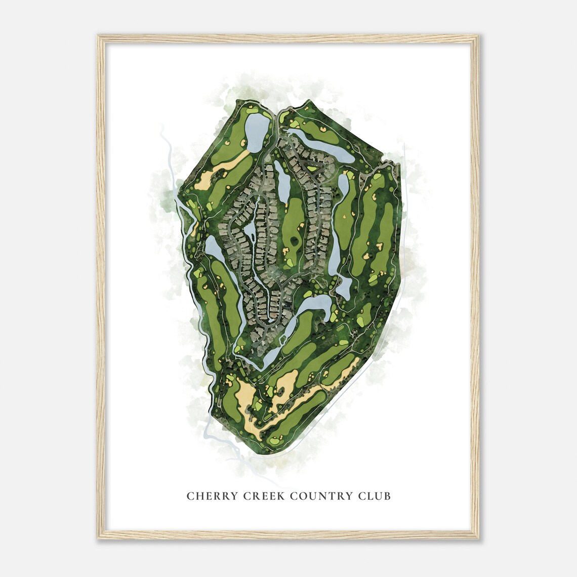 Cherry Creek Country Club Classic Watercolor Golf Course Map Poster