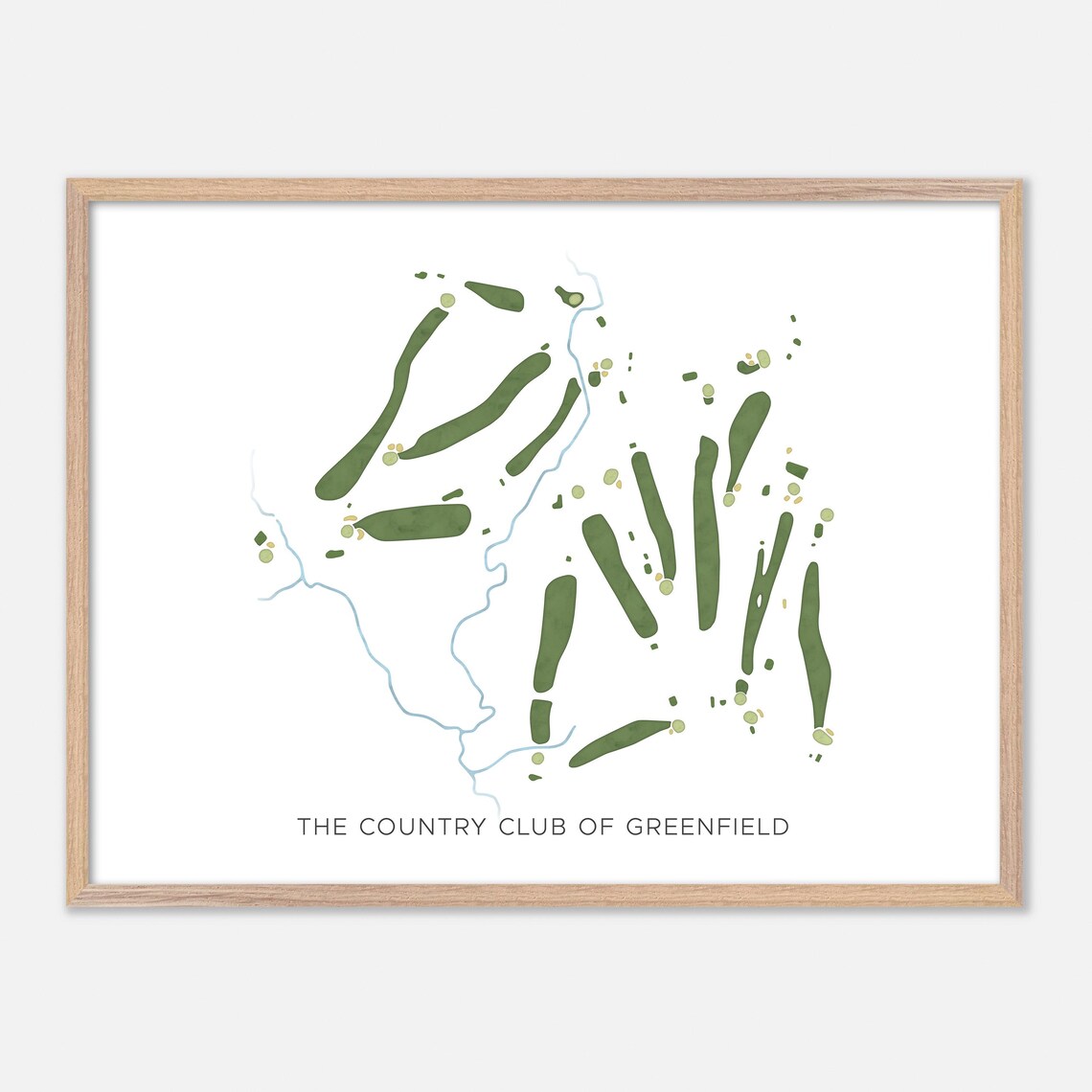 The Country Club of Greenfield Modern Watercolor Course Map Poster