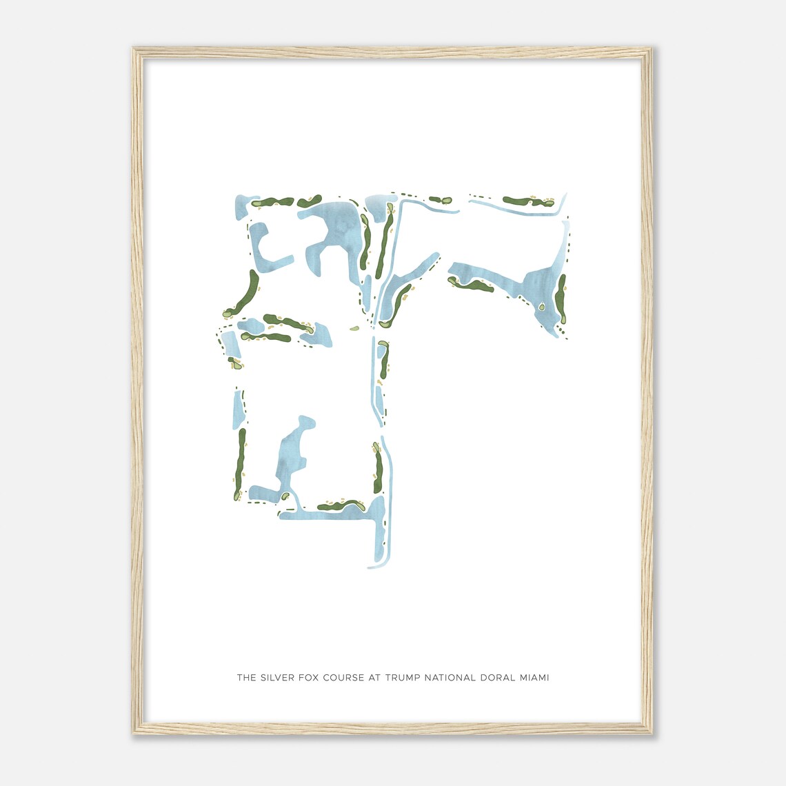 The Silver Fox Course at Trump National Doral Miami Modern Watercolor Course Map Poster - Image 2