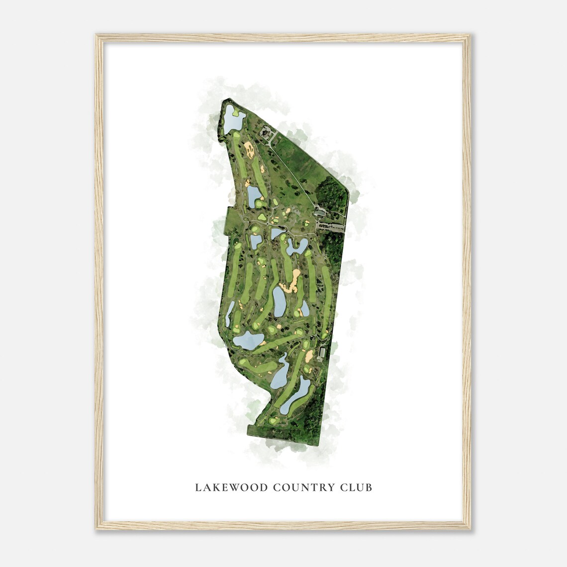 Lakewood Country Club Elegant Watercolor Aerial Course Map Art Poster - Image 2