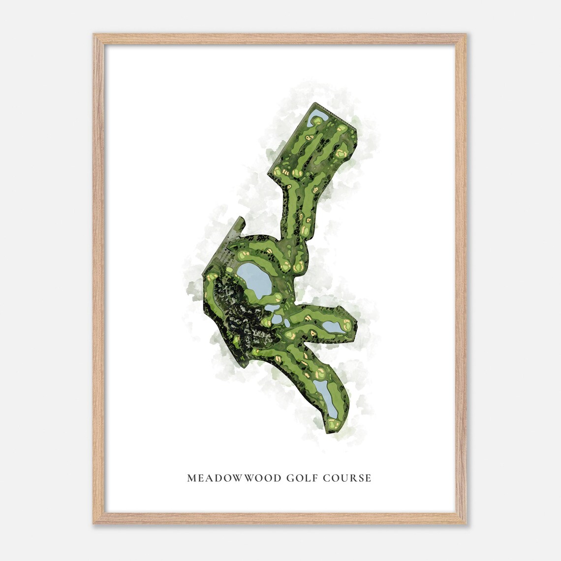 Meadowwood Golf Course Watercolor Aerial Map Green Fairways Poster - Image 6