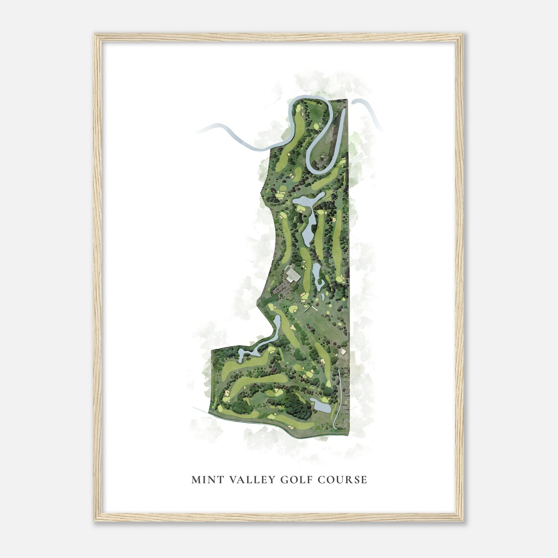 Mint Valley Golf Course Washington Classic Watercolor Map Golfer Gift Golf Wall Art Golf Poster Print Course Layout