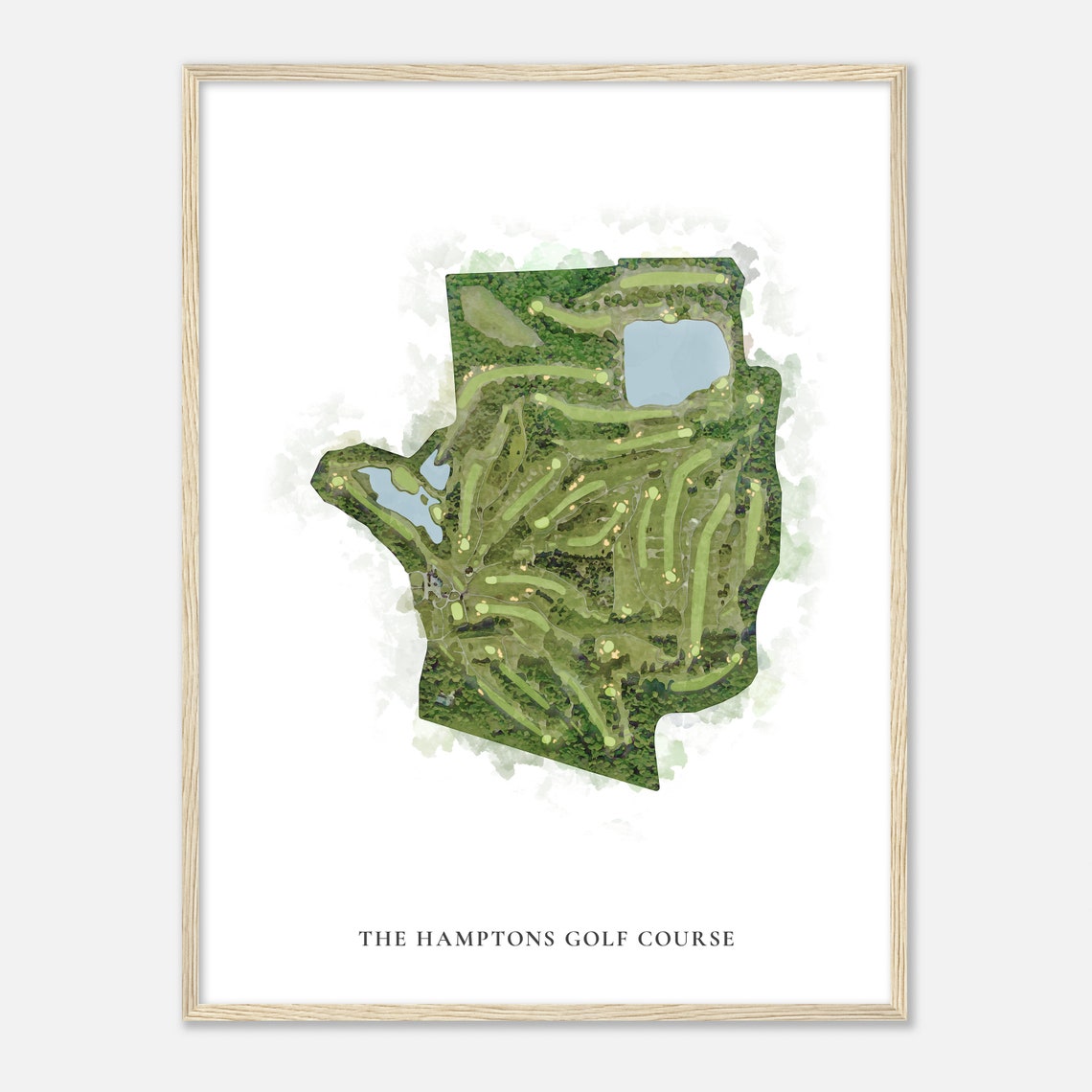 The Hamptons Golf Course Classic Watercolor Course Map Poster