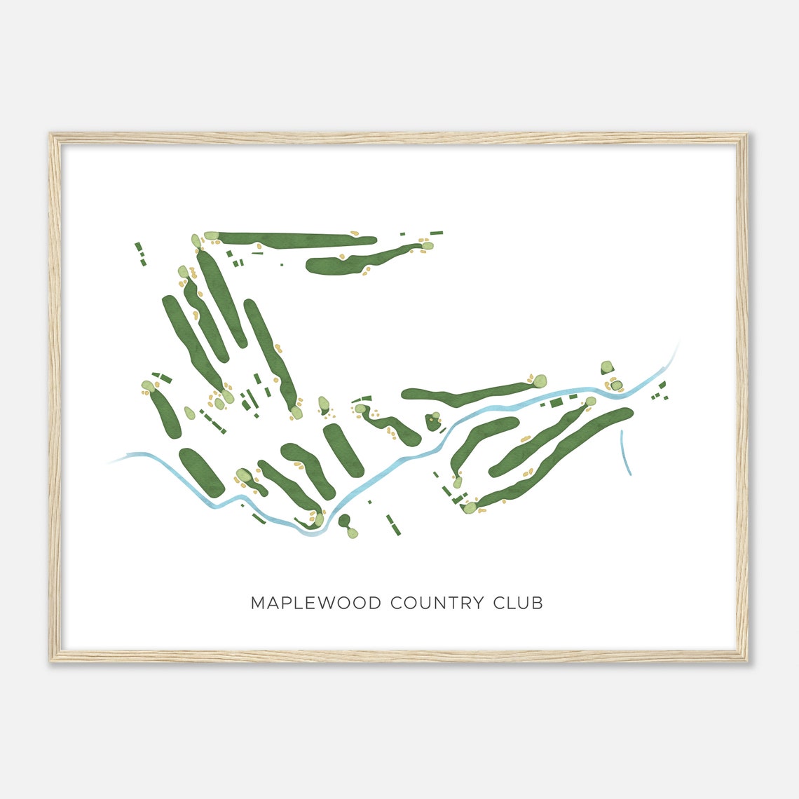 Maplewood Country Club Modern Minimalist Course Map Art Poster