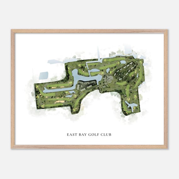 East Bay Golf Club In Largo Florida Classic Watercolor Map Golfer Gift Golf Wall Art Golf Poster Print Course Layout