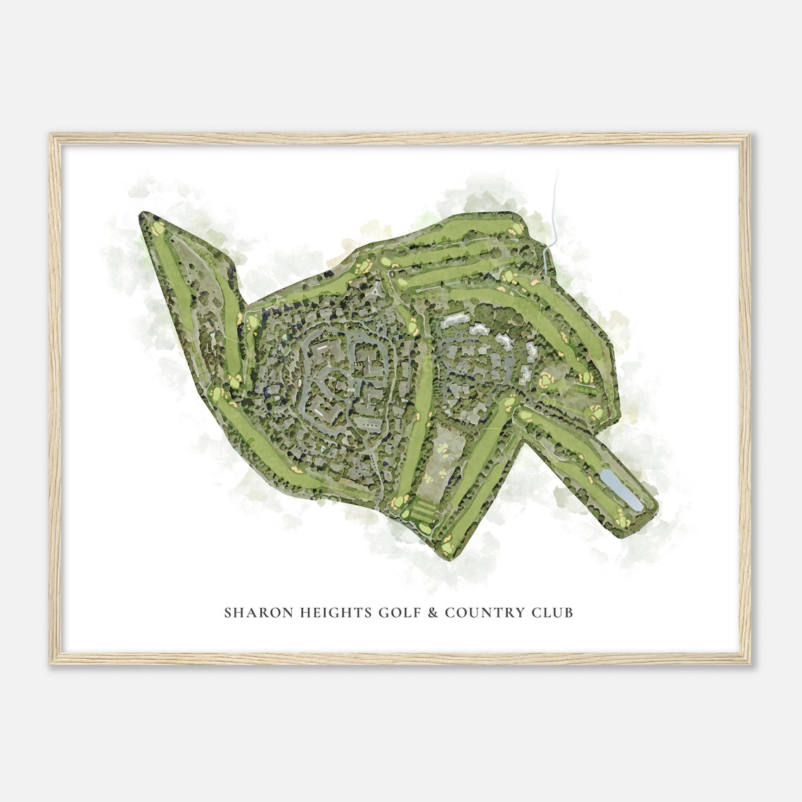 Sharon Heights Golf and Country Club Watercolor Course Map Poster