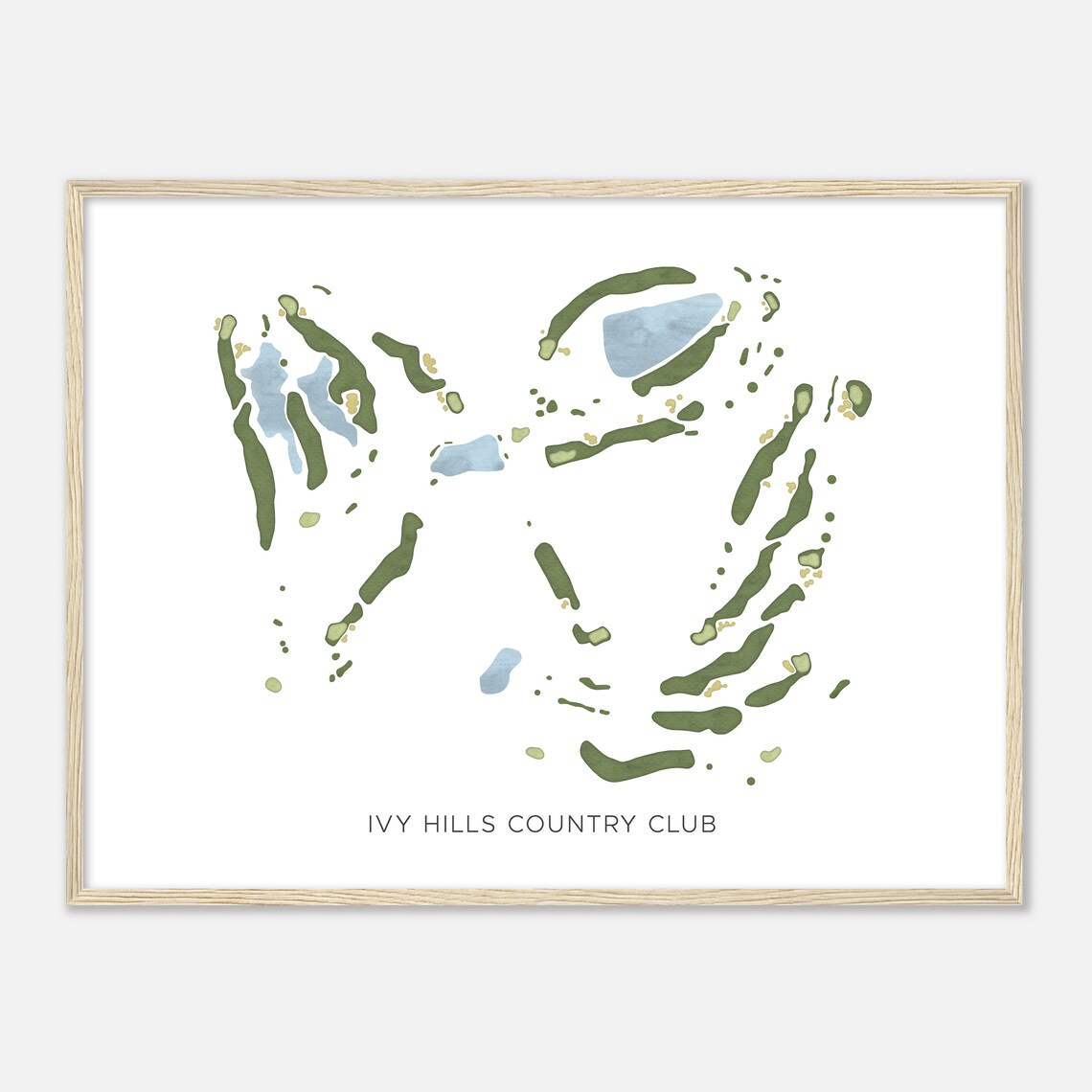 Ivy Hills Country Club Minimalist Watercolor Golf Map Poster