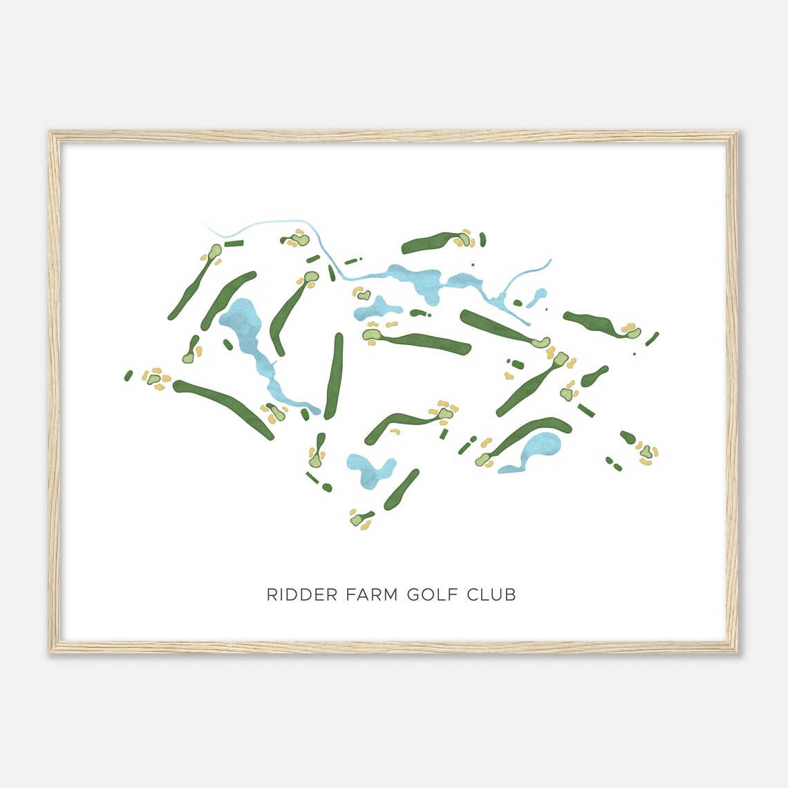 Ridder Farm Golf Club Modern Minimalist Watercolor Course Map Poster - Image 2