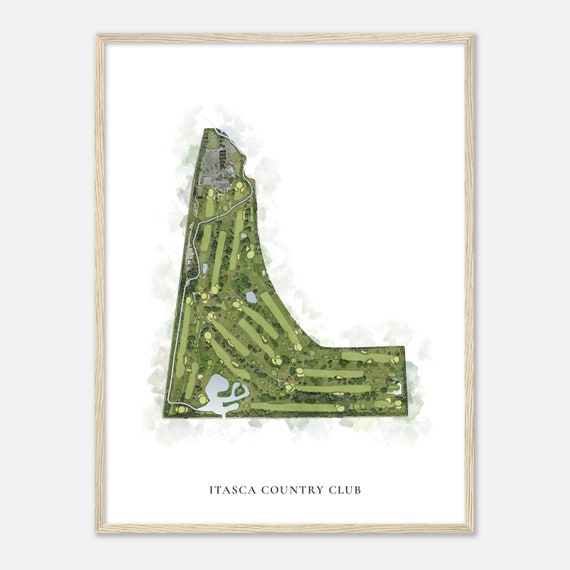 Itasca Country Club Illinois Classic Watercolor Map Golfer Gift Golf Wall Art Golf Poster Print Course Layout