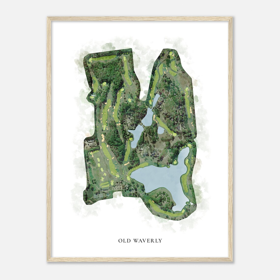Old Waverly Mississippi Classic Watercolor Map Art Print - Image 2