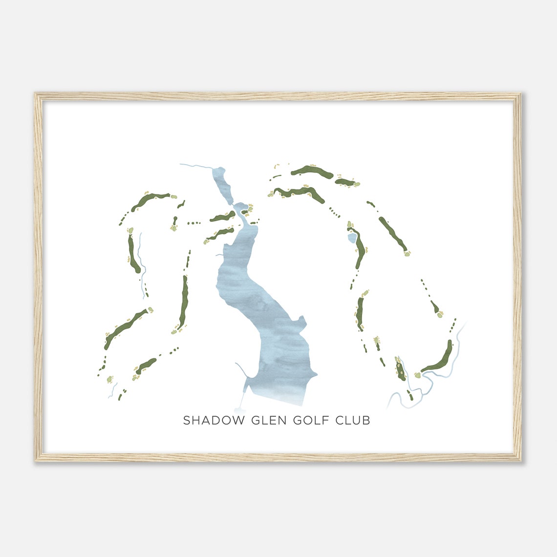 Shadow Glen Golf Club Watercolor Course Hole Layout Map Art Poster