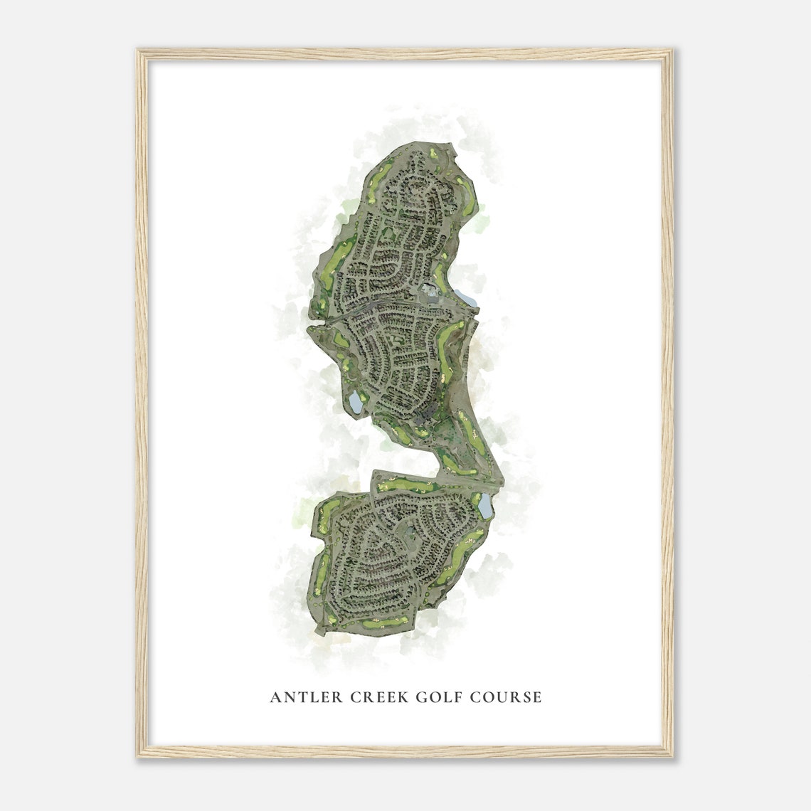 Antler Creek Golf Course Classic Watercolor Golf Course Map Poster - Image 2