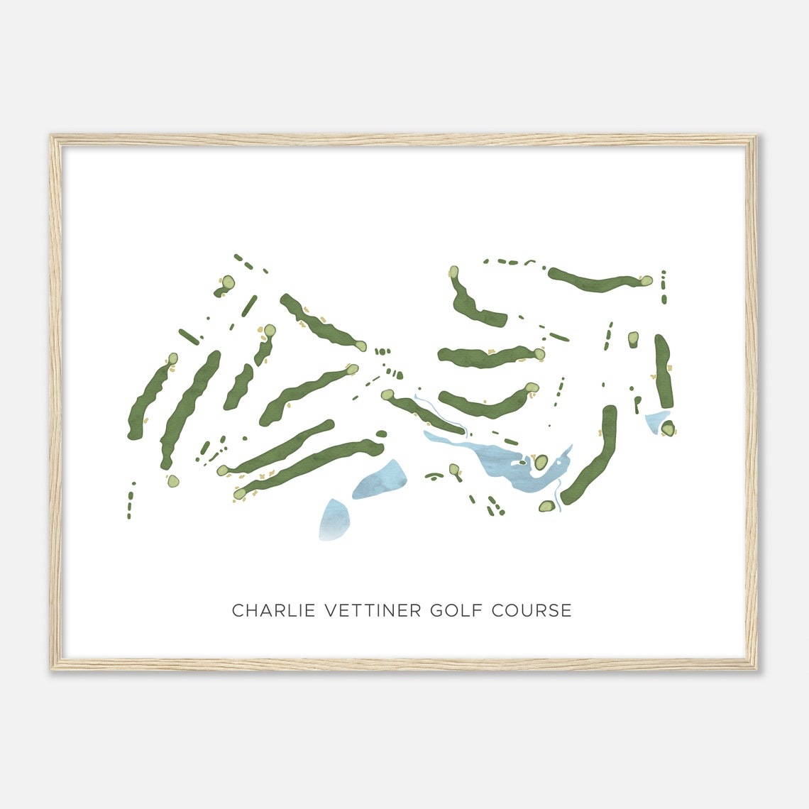 Charlie Vettiner Golf Course Kentucky Modern Watercolor Map Poster