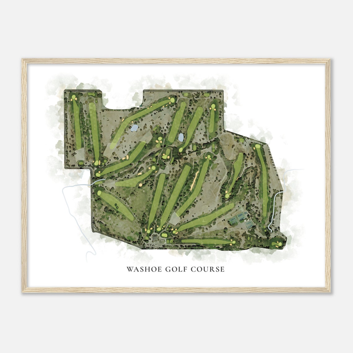 Washoe Golf Course Nevada Classic Aerial Watercolor Map Poster - Image 2