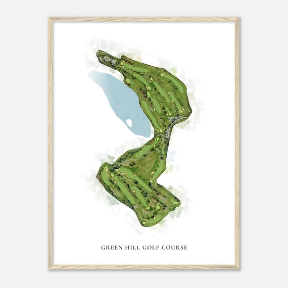 Green Hill Golf Course Massachusetts Classic Watercolor Map Golfer Gift Golf Wall Art Golf Poster Print Course Layout