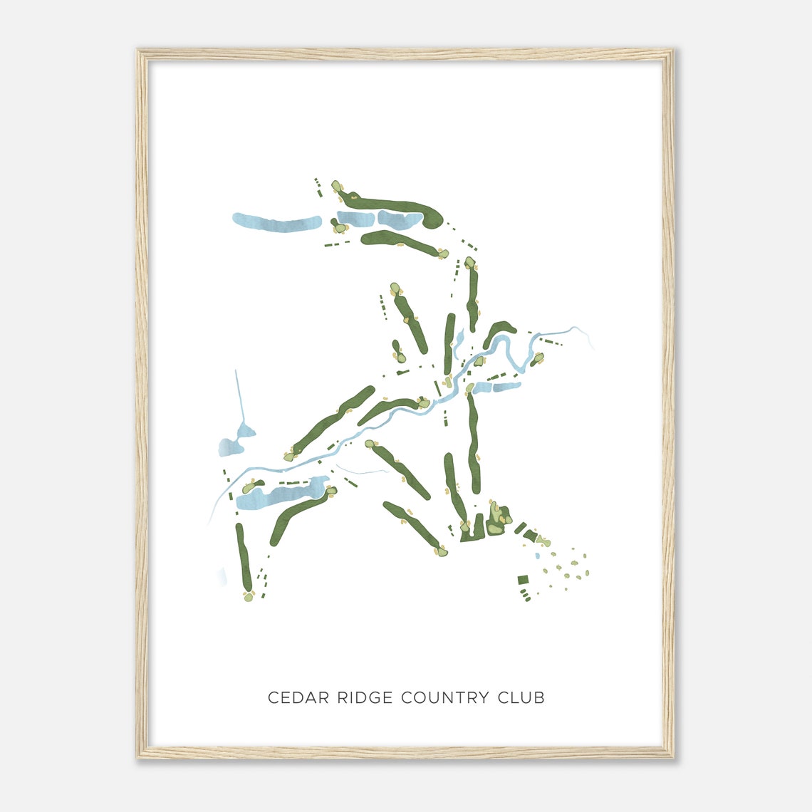Cedar Ridge Country Club Oklahoma Modern Watercolor Map Poster - Image 2