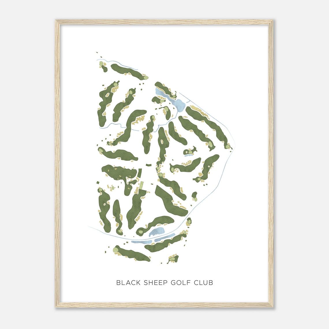 Black Sheep Golf Club Modern Minimalist Watercolor Golf Map Poster - Image 2