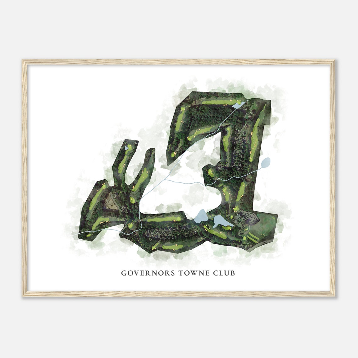 Governors Towne Club Elegant Watercolor Aerial Course Map Art Poster - Image 2
