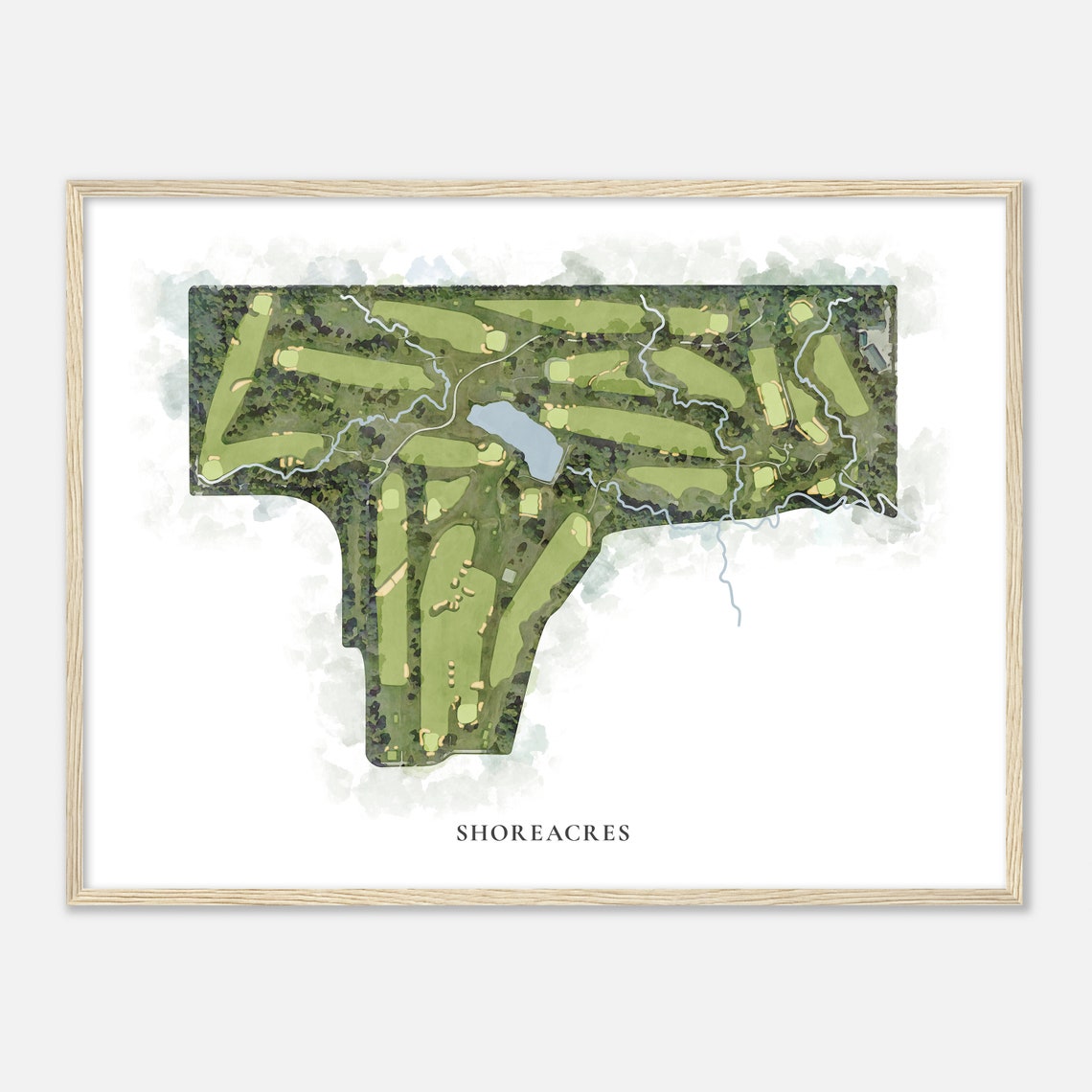 Shoreacres Illinois Classic Watercolor Map Golfer Gift Golf Wall Art Golf Poster Print Course Layout - Image 2