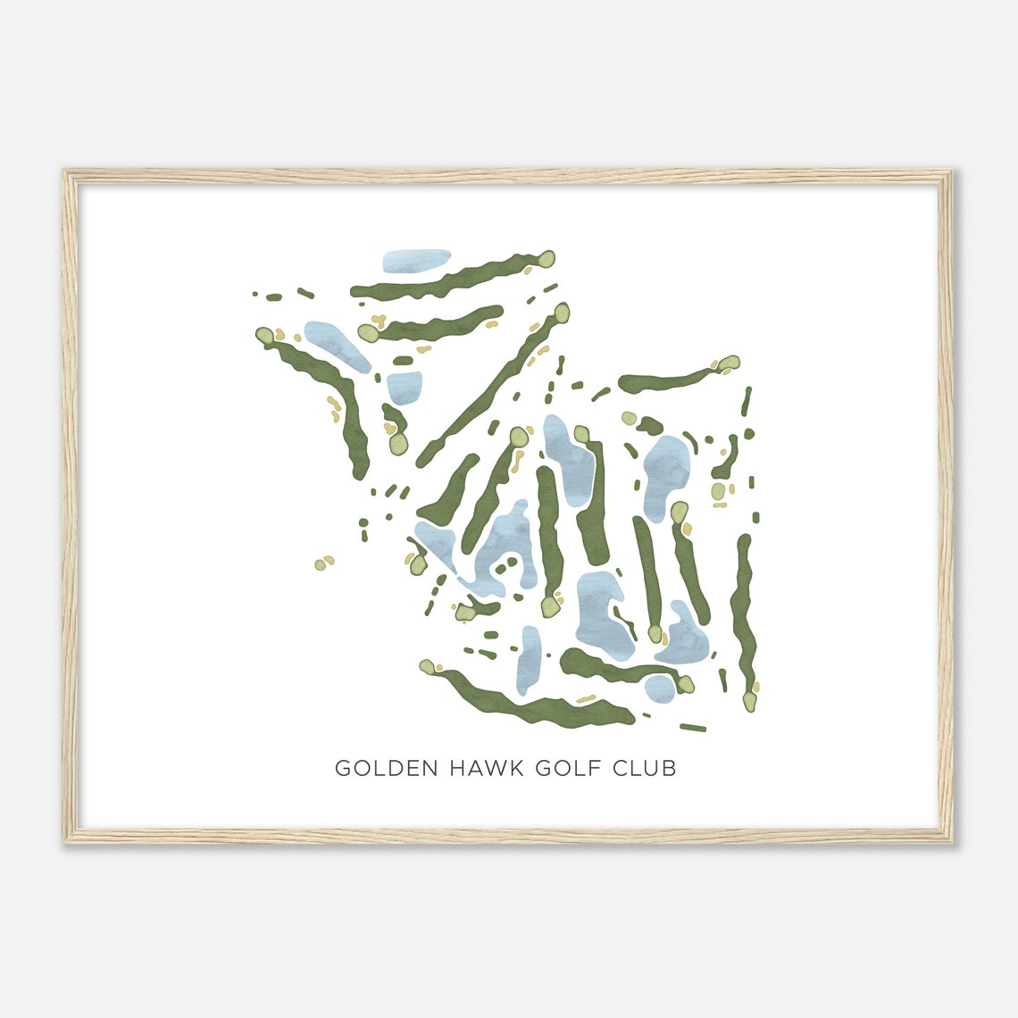Golden Hawk Golf Club Modern Minimalist Golf Course Map Poster - Image 2
