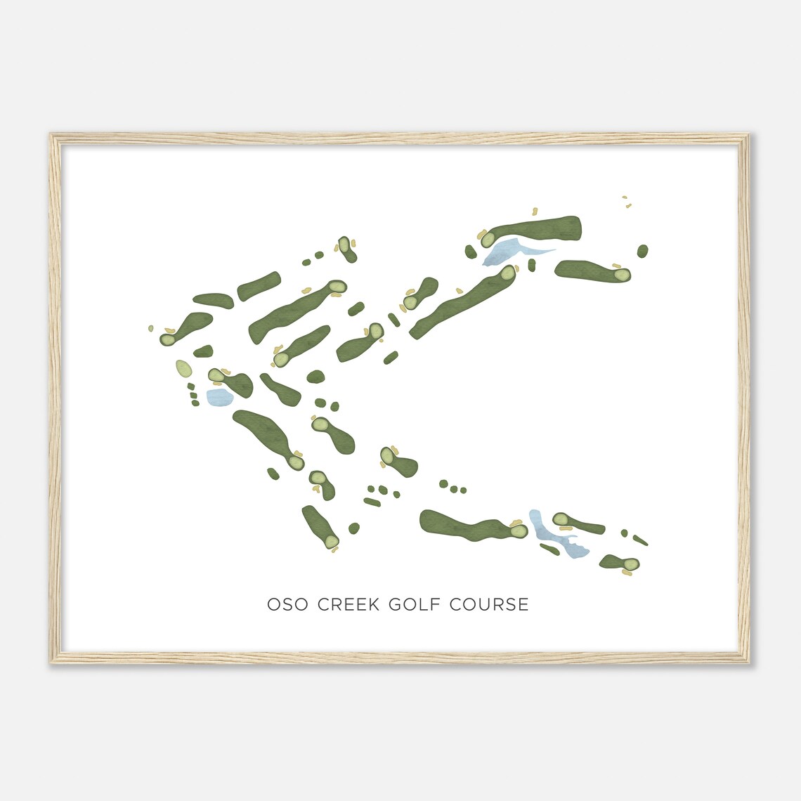 Oso Creek Golf Course California Modern Watercolor Map Golfer Gift Golf Wall Art Golf Poster Print Course Layout