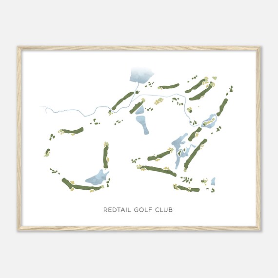 Redtail Golf Club Illinois Modern Watercolor Map Golfer Gift Golf Wall Art Golf Poster Print Course Layout