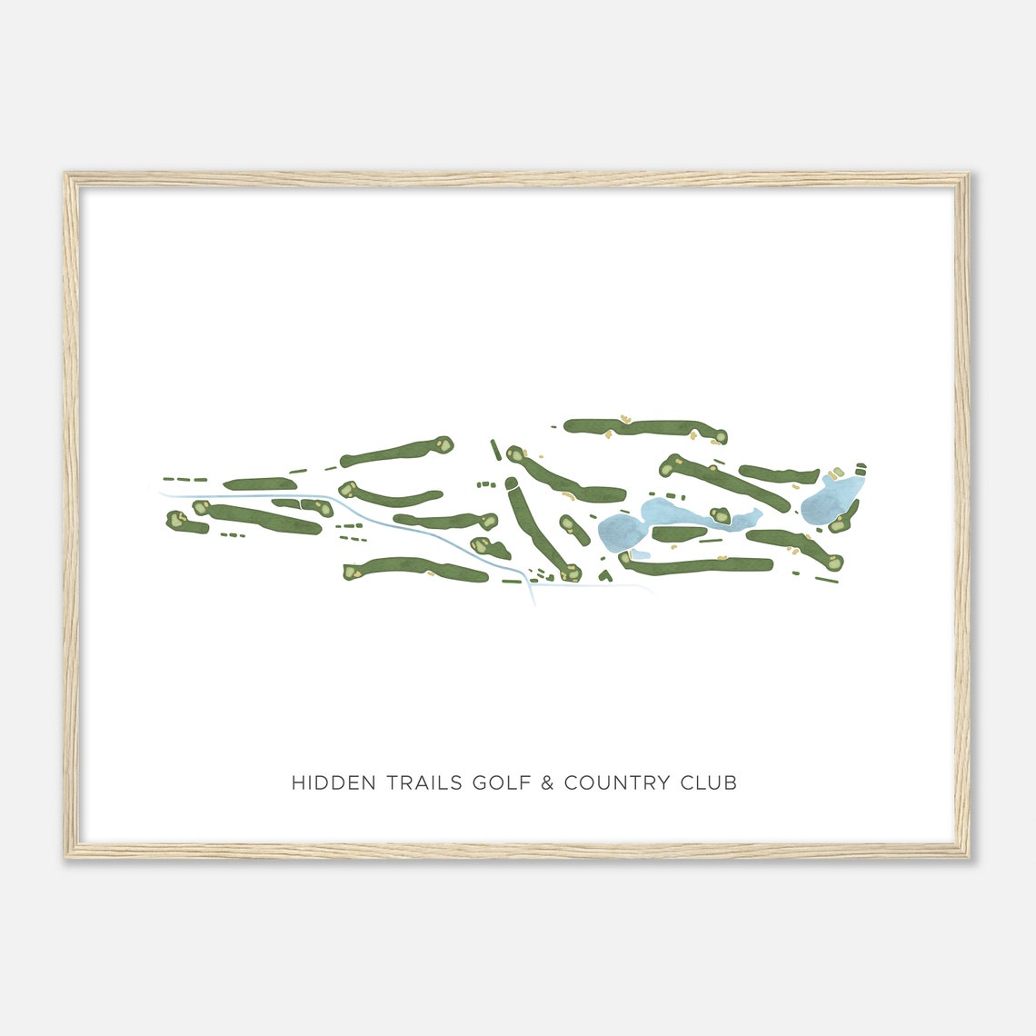 Hidden Trails Golf And Country Club Modern Watercolor Golf Map Poster