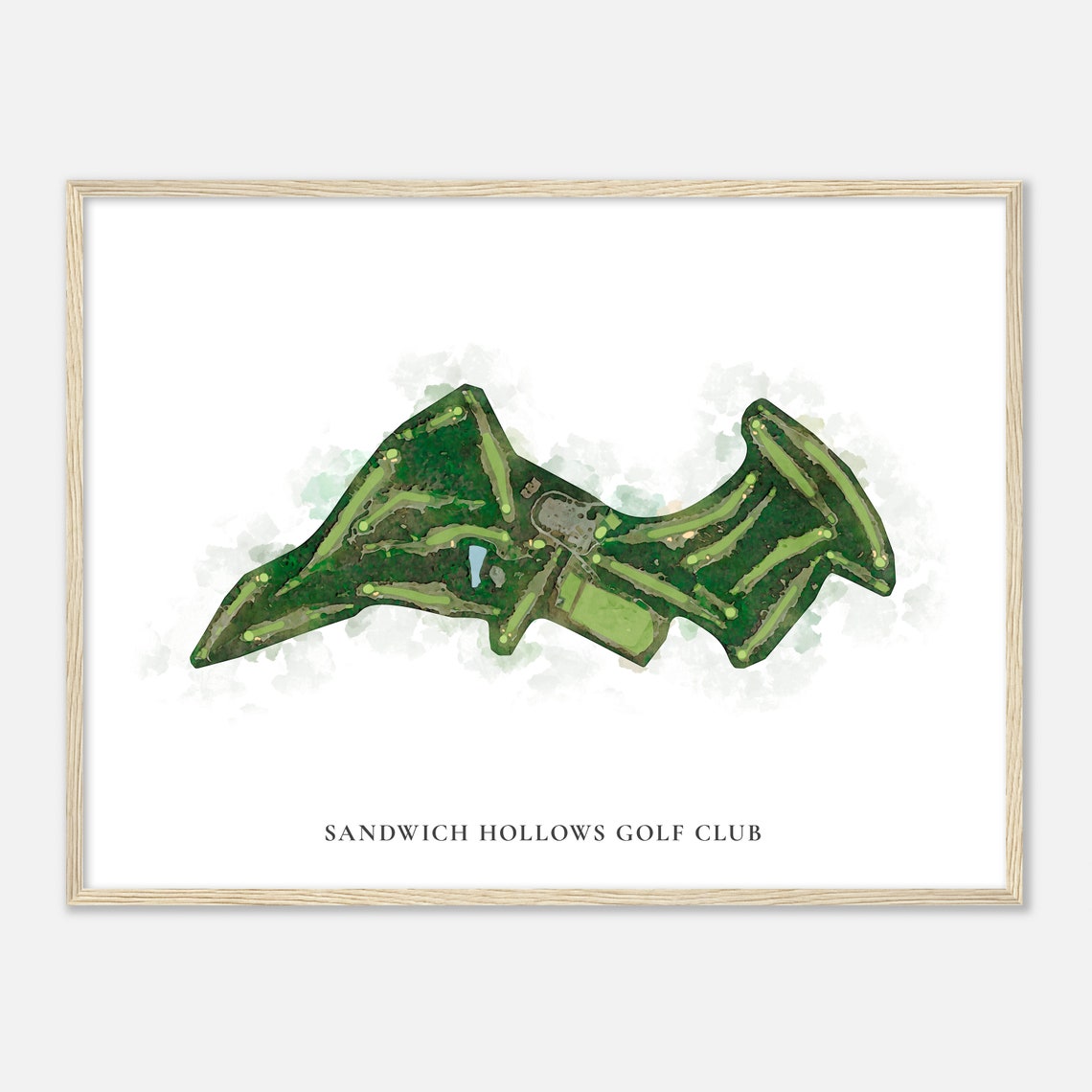 Sandwich Hollows Golf Club Massachusetts Classic Watercolor Map Poster