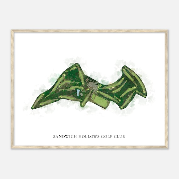 Sandwich Hollows Golf Club Massachusetts Classic Watercolor Map Golfer Gift Golf Wall Art Golf Poster Print Course Layout