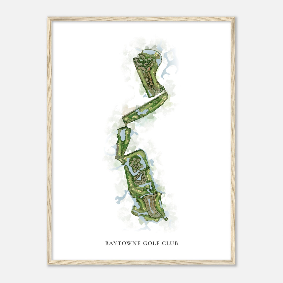 Baytowne Golf Club Florida Classic Watercolor Course Map Poster