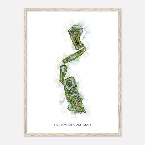 Baytowne Golf Club Florida Classic Watercolor Map Golfer Gift Golf Wall Art Golf Poster Print Course Layout