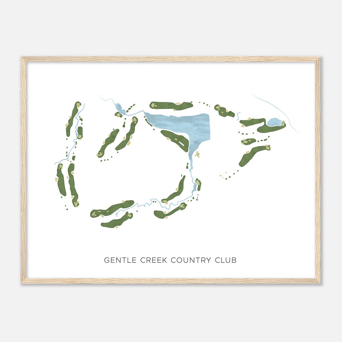 Gentle Creek Country Club Prosper TX Modern Watercolor Golf Map Poster
