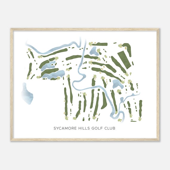 Sycamore Hills Golf Club Michigan Modern Watercolor Map Golfer Gift Golf Wall Art Golf Poster Print Course Layout