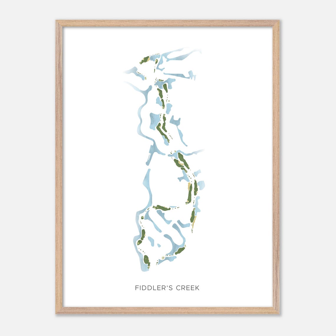 Fiddler's Creek Naples Florida Modern Watercolor Golf Map Poster - Image 2