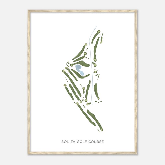Bonita Golf Course California Modern Watercolor Map Golfer Gift Golf Wall Art Golf Poster Print Course Layout